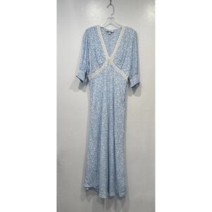 Rixo X Target Light Blue Floral Midi Dress Size 16 Cottage Core Romantic Coastal